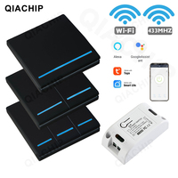 QIACHIP Tuya Smart Life APP WiFi Touch Switch Light RF 433Mhz Wall Panel DIY Relay Module Timer Alexa Socket Lamp 110-220V
