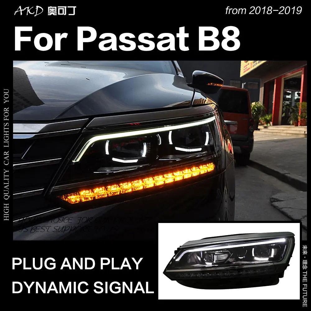 

Стайлинг автомобиля для фар Passat B8 2016-2019 Passat, американская версия, светодиодные фары DRL Hid, фара Angel Eye, биксеноновые аксессуары