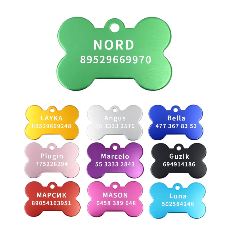 

10pcs Personalized Engraving Anti-lost Dog ID Tag Identification Customized Pet Name Puppy Collar Dog Cat Bone Tags Pet Supplies