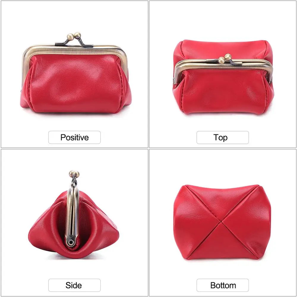 JOGUJOS-cartera pequeña de cuero genuino para mujer y hombre, monedero Original con broche de Metal, monedero para dinero, bolso para tarjetas