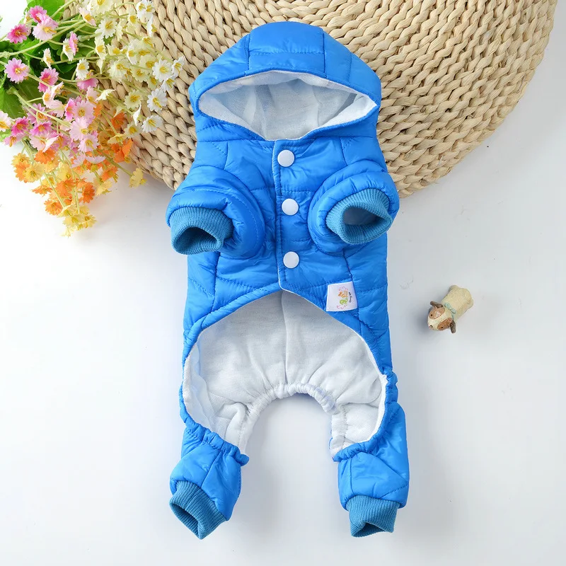 Winter Jumpsuit for Dogs Four Legs Warm Pet Dog Clothes for Small Dogs Thick Inside Overalls for Chihuahua Bulldog XS-XL