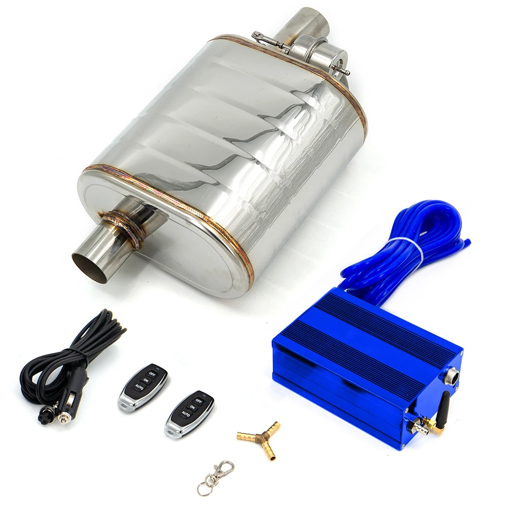 51 63 76 MM Exhaust Muffler With Vacuum Valve Stainless Steel Electric Exhaust Cutout Remote Control Set