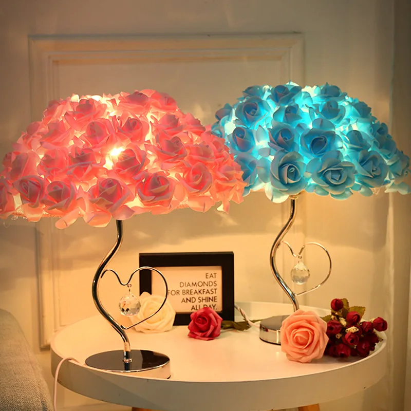 

Modern wedding decoration table lamp Valentine's Day Gift marriage bedroom bedside desk lamp creative Roses flower light MJ1024