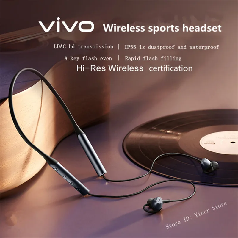 Vivo ชุดหูฟังไร้สายบลูทูธวิ่งกีฬาคอแขวนหูฟังพร้อมไมโครโฟนกันฝุ่นและกันน้ำ