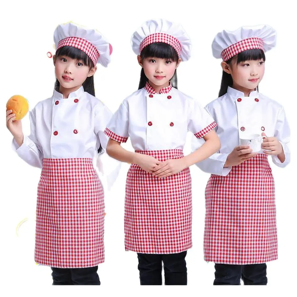 

Children's Chef Clothes Boy and Girls Professional Cosplay Costumes Little Cooks Play Clothes