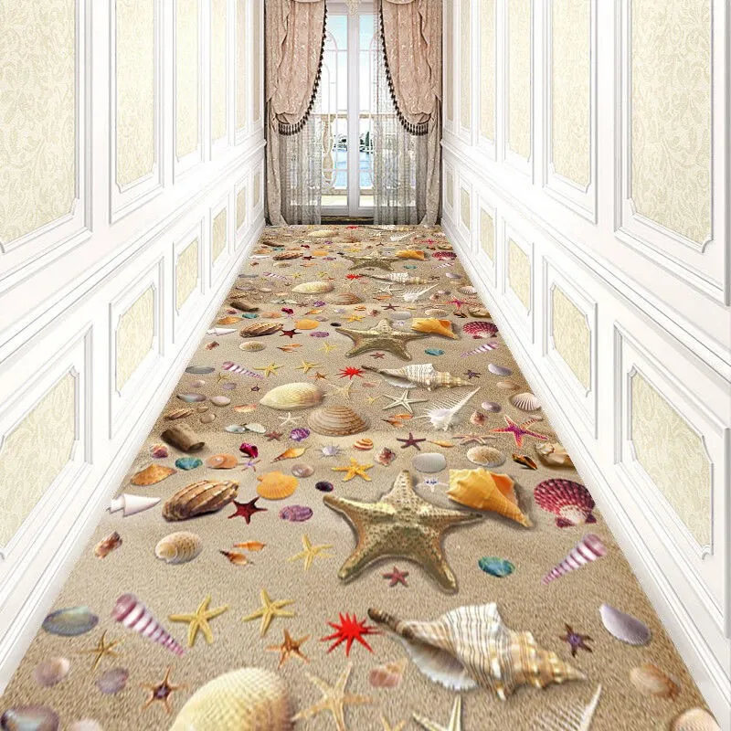 

Reese 3D Visual Shell Beach Trail Lobby Carpets Living Room Porch Anti Slip Rugs Hallway Corridor Aisle Restaurant Wedding Decor