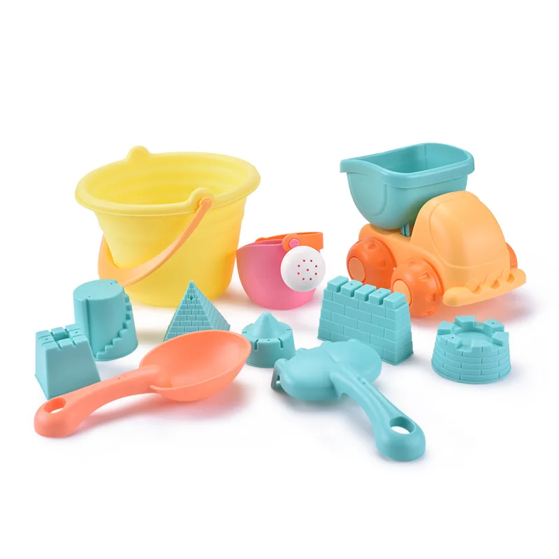 Children Beach Toys Sandbox Sand Set Toy  Beach Cube Sand Eco-Friendly Colorful Castle Bucket PC\PVC Shovel Car Toys For Kids