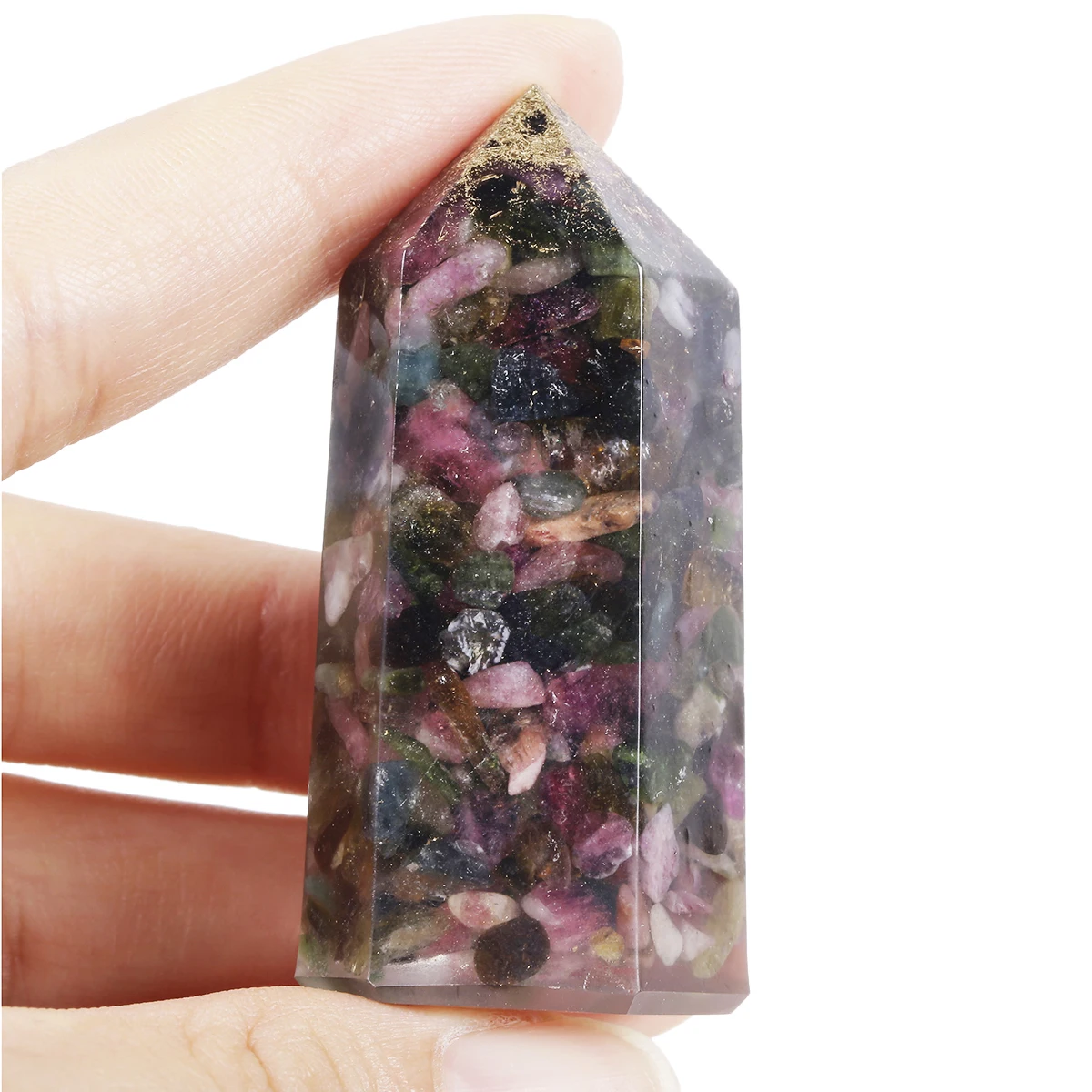 TUMBEELLUWA Natural Tumbled Chip Stones Orgone Point Wand Reiki Healing Resin Crystal Generator For Chakra Balancing Meditation