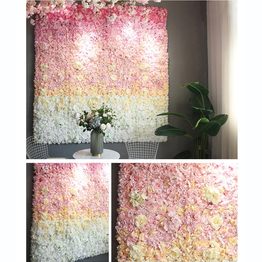 40X60cm 3D Wedding Flower Wall Gradual Change Artificial Hydrangea Peony Rose Flower Stage Decoration Backdrop Panels Arch Decor