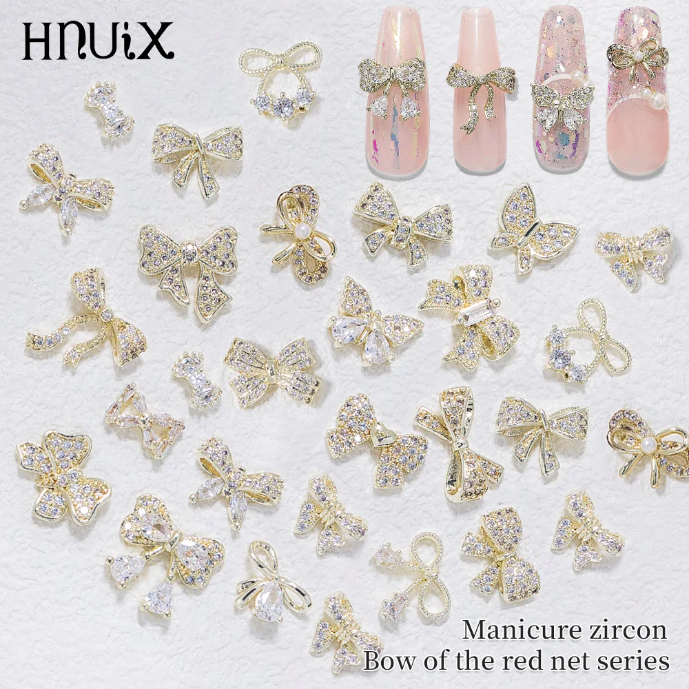 HNUIX Newest 2 Pieces Nail Art Butterfly Ornament Flash Zircon Rhinestone Manicure Decoration Gemstones Butterfly Nail Alloy Bow