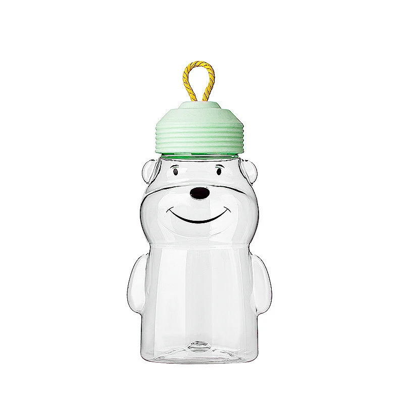 X204 Food Grade 450ML Capacity Bear Plastic Bottle Snacks Jar PET Material Package Bottle PP Caps Plastic Bottle