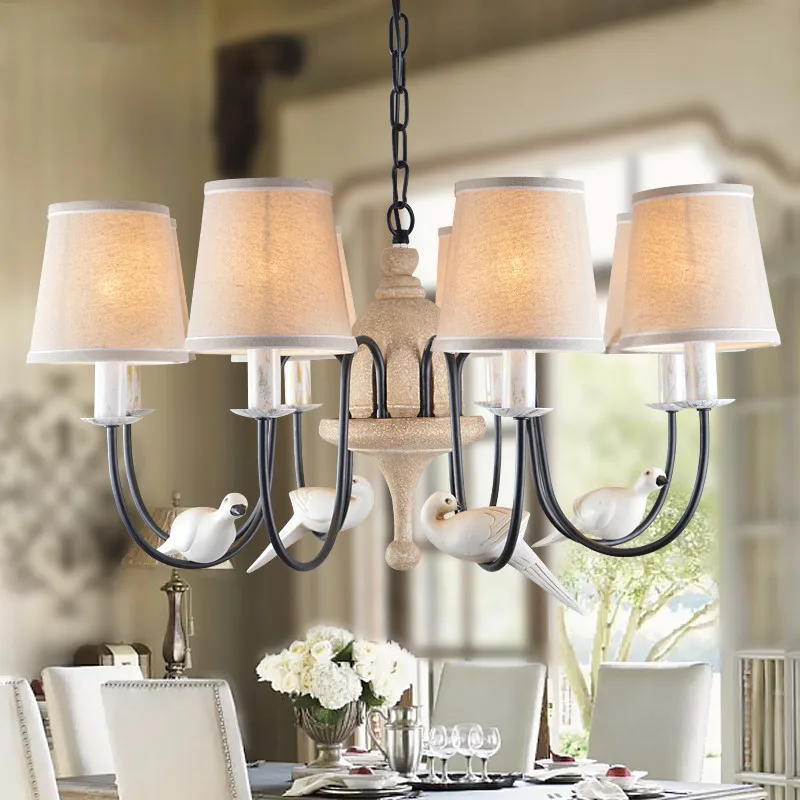 American Garden Bird chandelier simple iron retro iron lamp warm bedroom living room dining room Chandelier