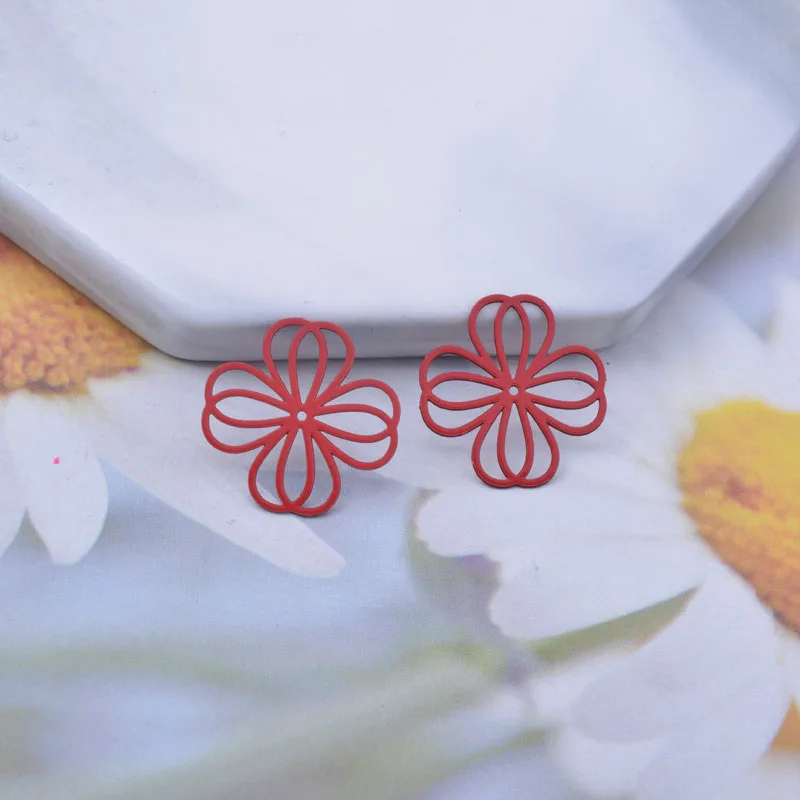 100 Stück AC6249 16mm Messing Blumen-Anhänger Verbinder DIY Schmuck Ohrring-Zubehör – Detail 5