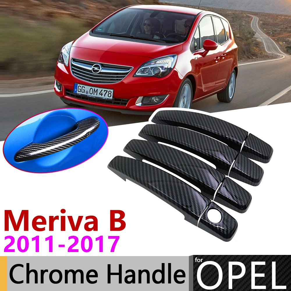 

Черная накладка на дверную ручку из углеродного волокна для Opel Vauxhall Meriva B Activan Crossvan 2011 ~ 2017 2012 2013 2014 2015 2016, аксессуары, наклейки, Набор хромированной отделки