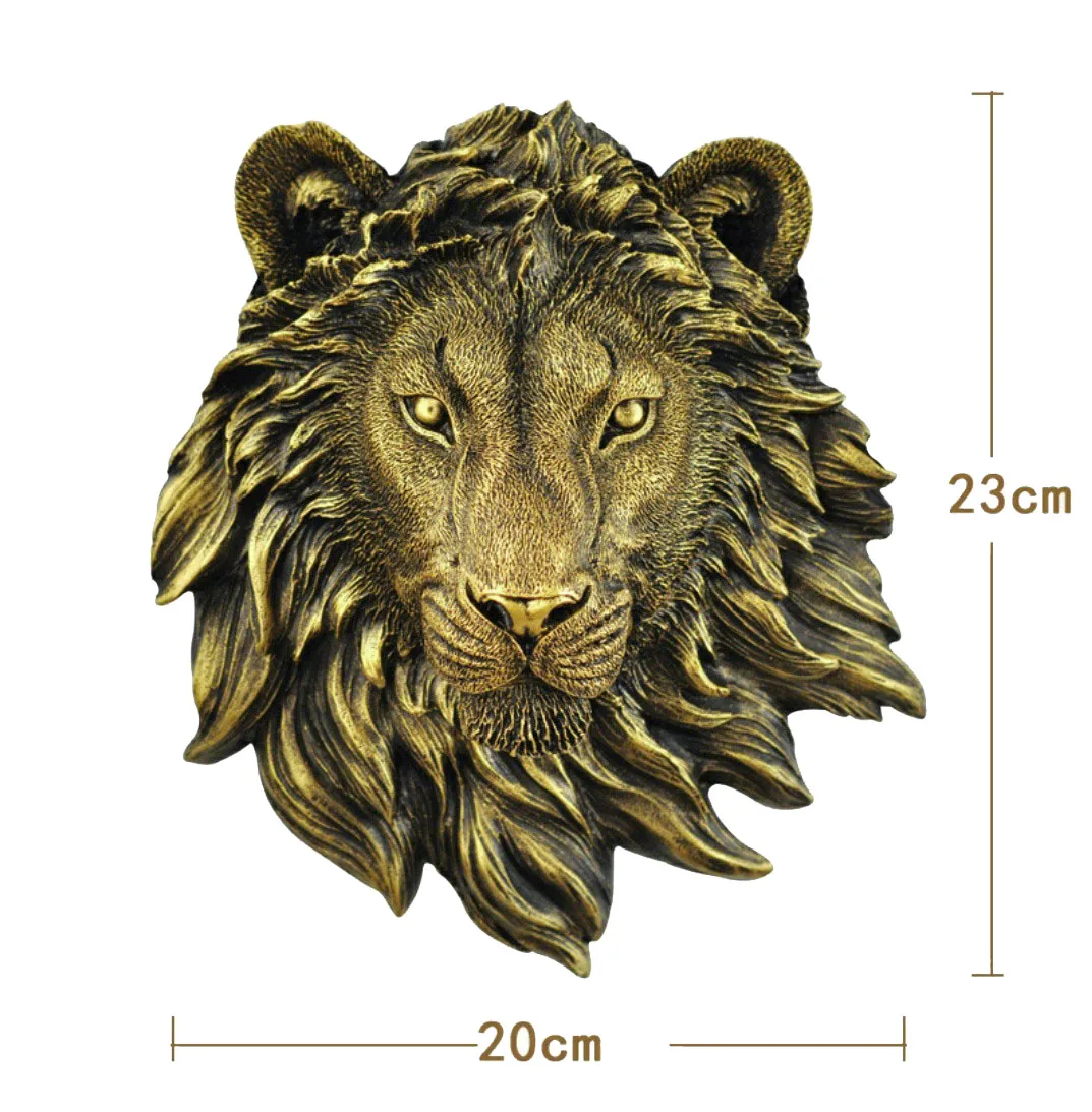 New Resin Simulation Animal Figurines Wall Wolf Head Status Lion Figure Decor Bar Mural Sculptures Ornaments Home Accessories