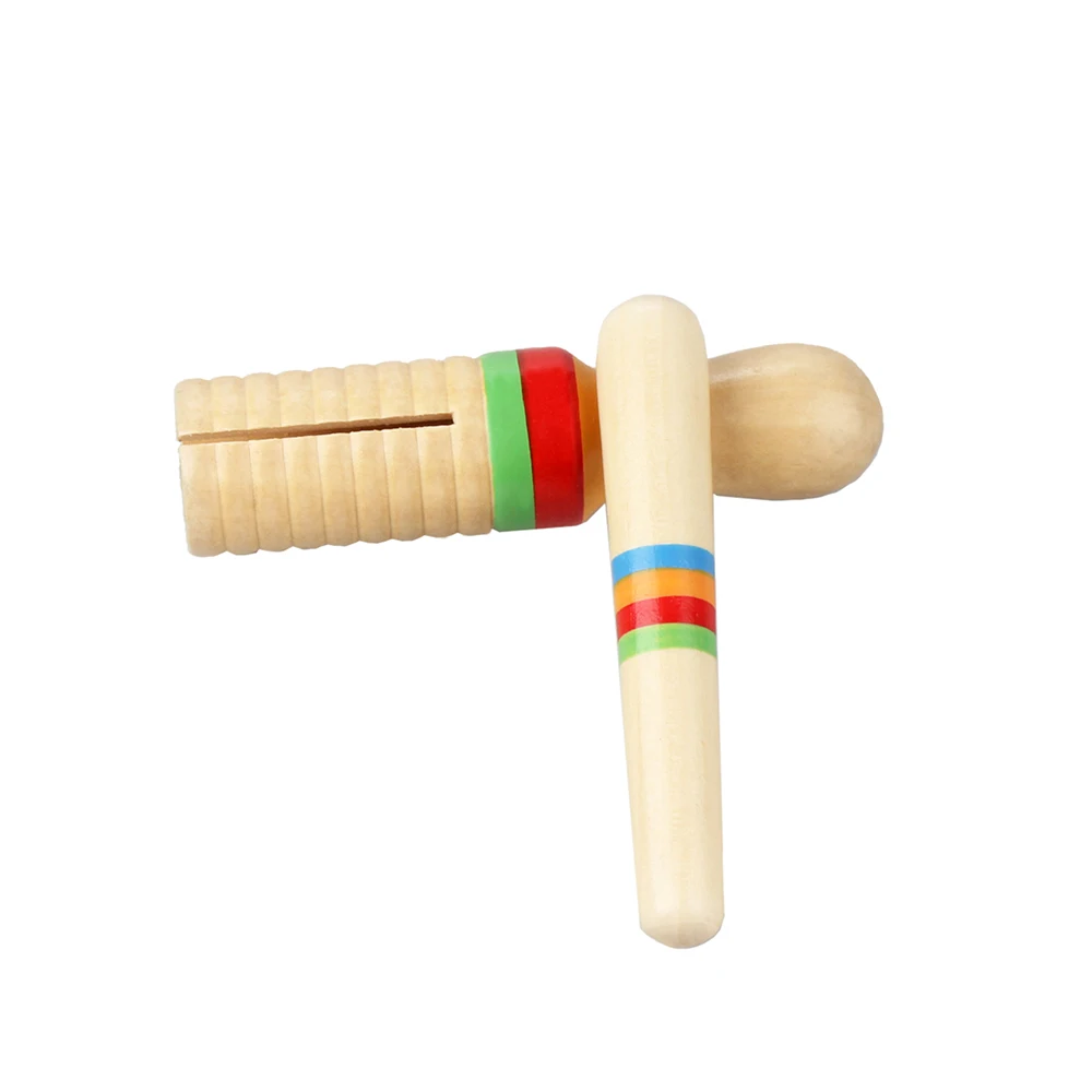 Orff Musical Instruments Wooden Small Single-threaded Ring Percussion Cylinder Croak Frog Barrel Kids Gifts Educational Toys