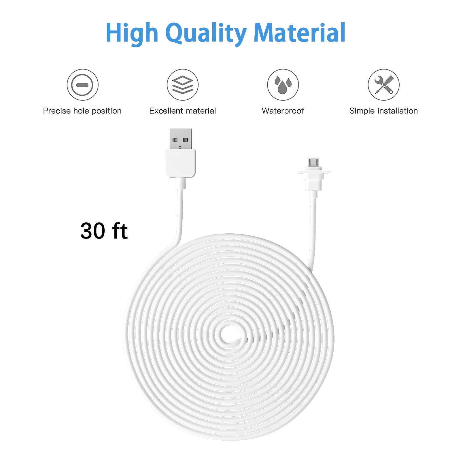 Eufy 2C/2C Pro Camera Cable 30ft/9m Waterproof Charging Cable Power Cord for Eufy 2C/2C Pro,Eufy Camera Accessories