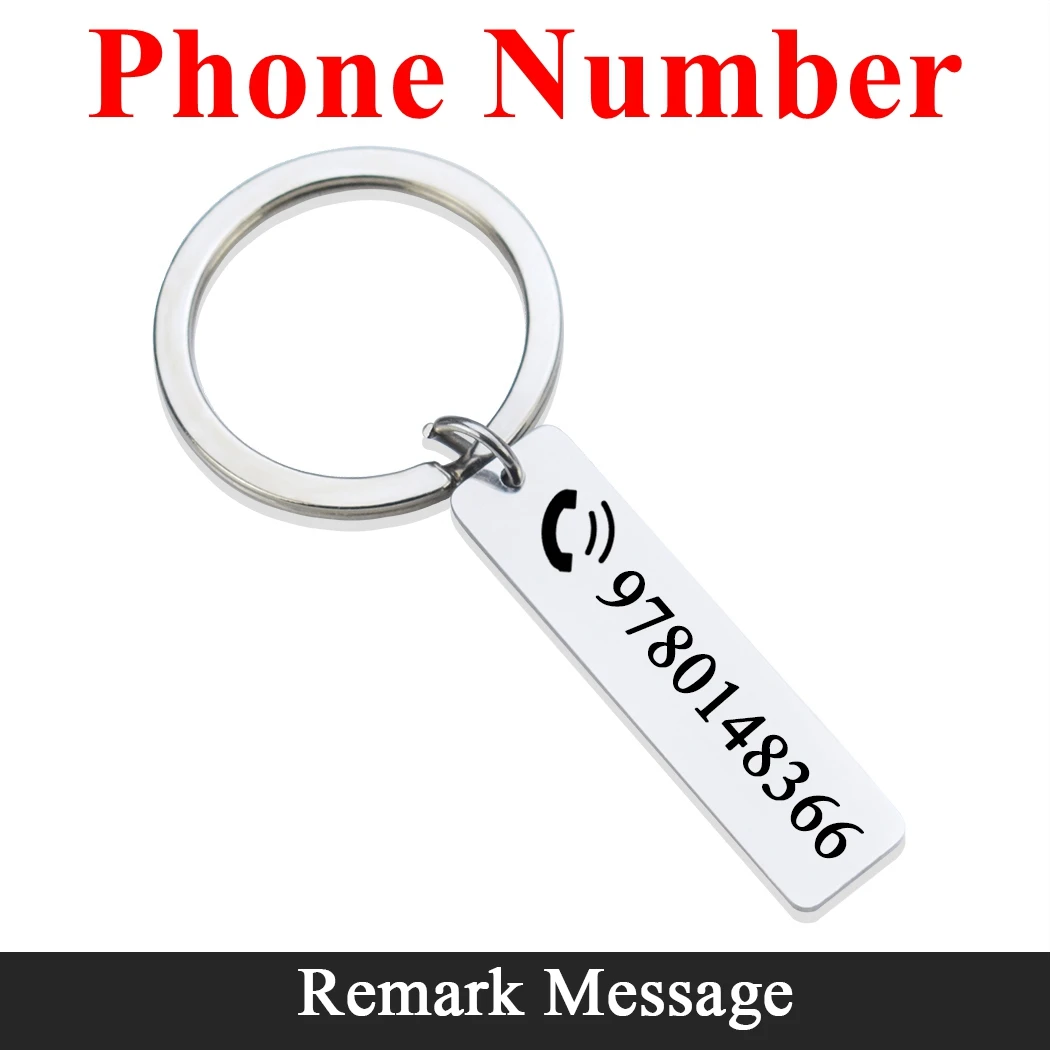 Custom Engraved Keychain for Name Logo Phone Number Personalized Customized Keyring Stainless Steel Car Key Chain Men Women