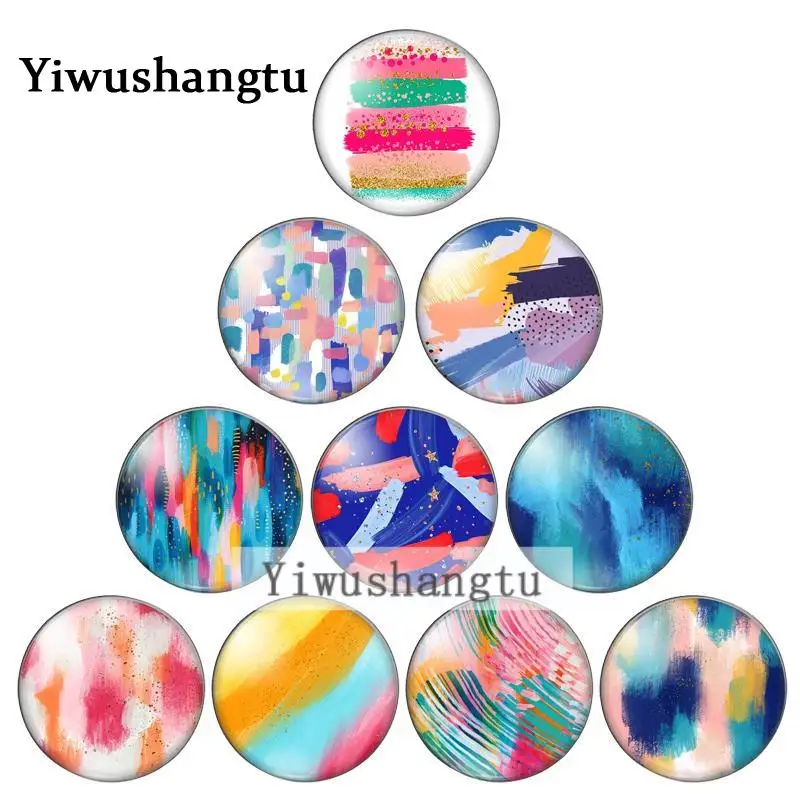 

Colourful oil painting pattern 10mm/12mm/18mm/20mm/25mm Round photo glass cabochon demo flat back Making findings ZB0543