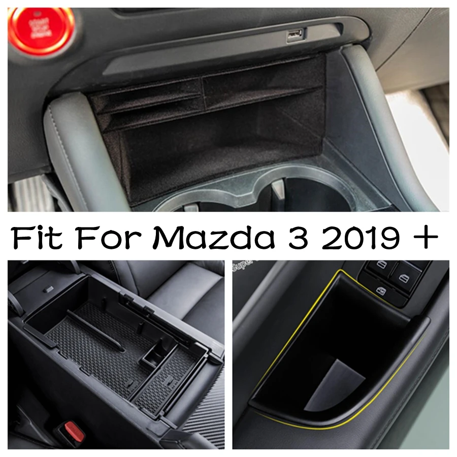 

Central Control Armrest Storage Box Container / Front Door Box Holder Tray For Mazda 3 2019 - 2024 Plastic Interior Accessories
