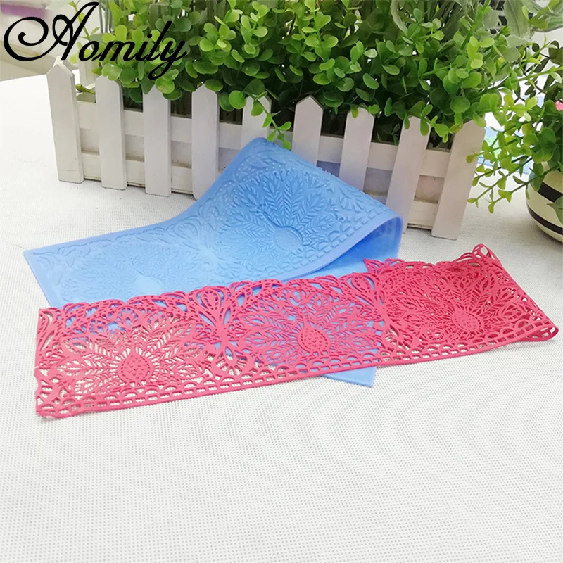 Amoliy Peacock Lace Icing Mat Silicone Mold Cake Decorating Tools Fondant Icing Pad Baking Accessories Molde Silicona Pasteleria