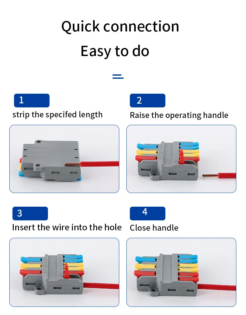 Mini Fast Butt Type Wire Cable Connectors 1 into 2 out Universal  Quick Detachable  compact Conductor Terminal block 0.08-4mm2