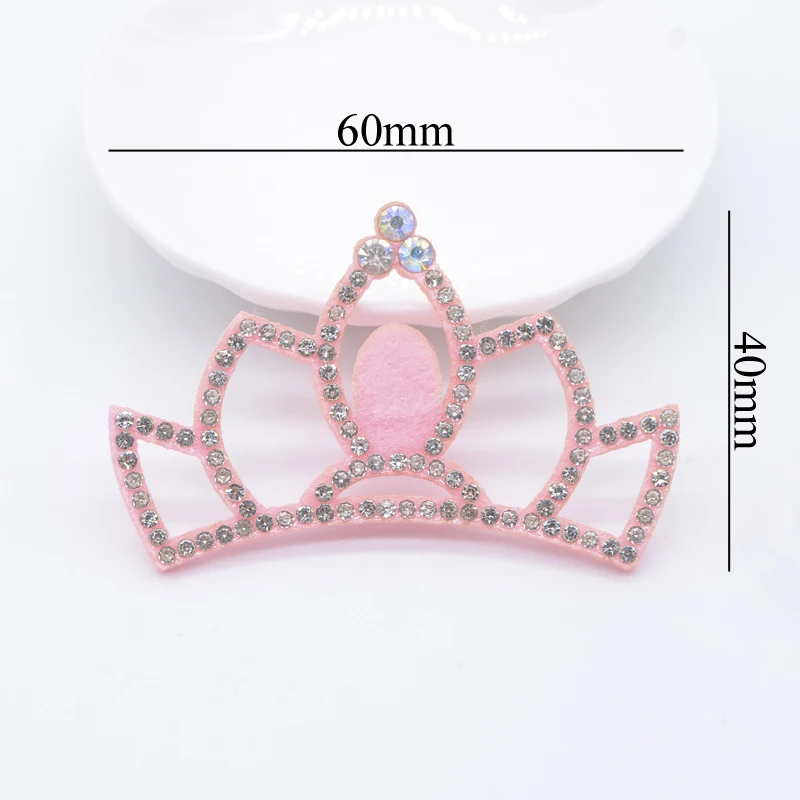 10Pcs 60*40mm Padded Crown Rhinestone Patches for DIY Clothes Crafts Decor Applique Headwear Headband Bow Jewelry Accessories