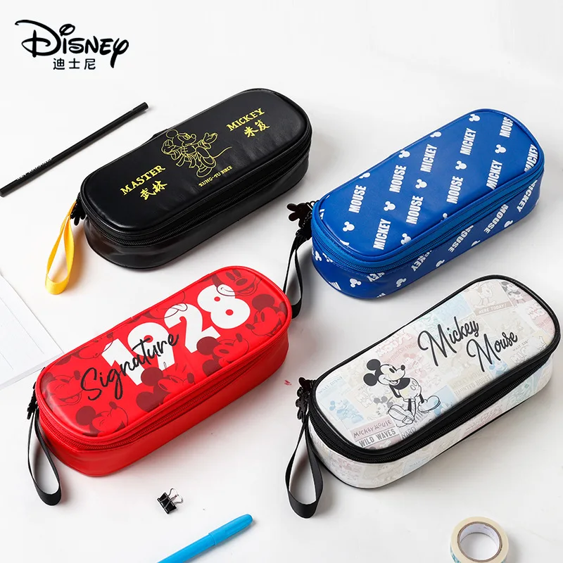 genuine disney mickey pencil case cartoon grande capacidade lapis case bonito impermeavel tote bolsa escola suprimentos presente 01