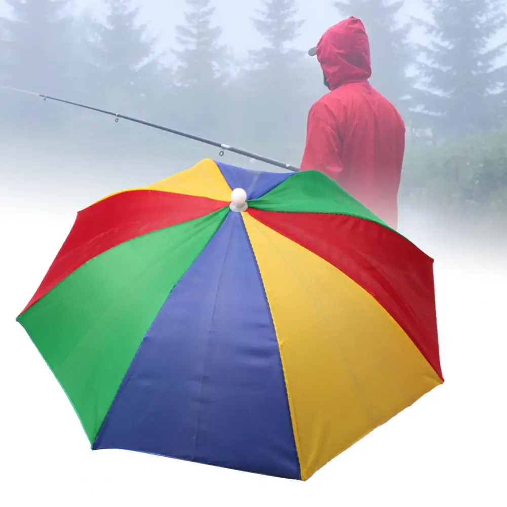 Durable Portable Wide Application Umbrella Hat Bright-colored Nylon Waterproof Fishing Umbrella Hat for Travel Fishing Supplies