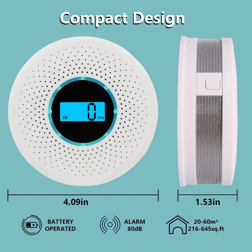 Imagem -06 - Led Digital Gás Smoke Alarm Detector de Monóxido de Carbono Voz Warning Sensor Home Security Protection High Sensitive em 1