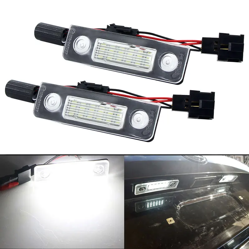 2x Car CANbus LED Number License Plate Lights For Skoda Octavia 2 Facelift 2009 -2012 Facelifted 2003-2012 Roomster 5J 2006-2010