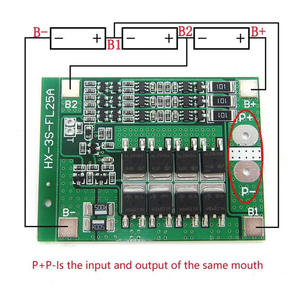 Drive module 3S 25A Li-ion 18650 BMS PCM Battery Protection Board 12.6V Balance Battery Cell Pack Short Circuit Protective