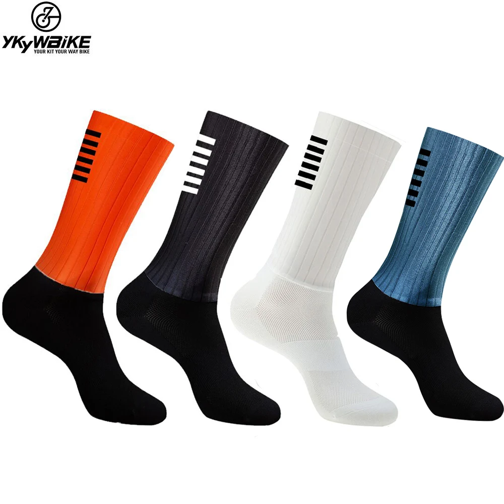 YKYWBIKE Anti Slip Silicone Aero Socks  Cycling Socks Men Bicycle Sport Running Bike Socks