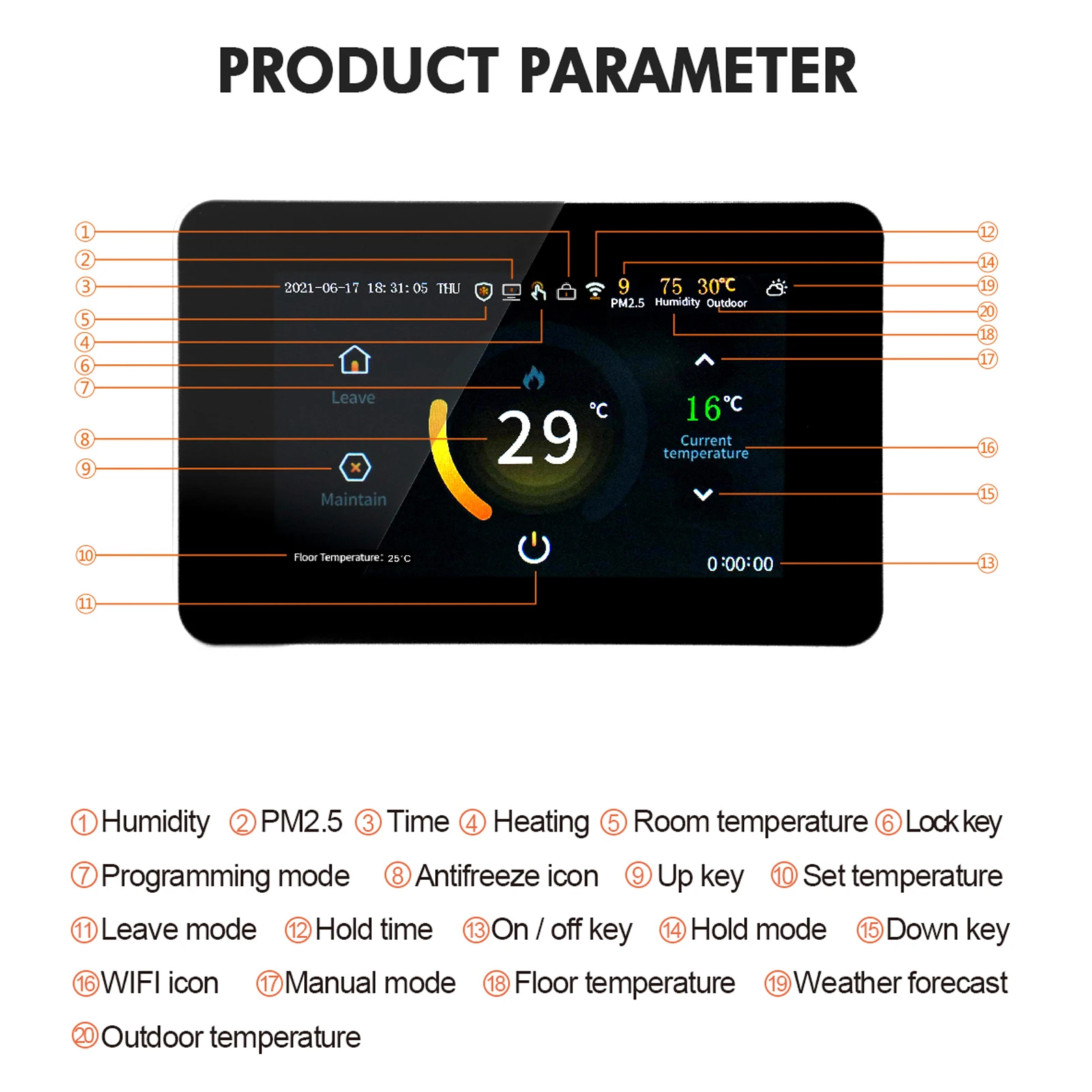 WiFi Smart Thermostat Temperature Controller Home Room Thermostat WiFi Water/Electric Floor Heating with Alexa Google Assistant