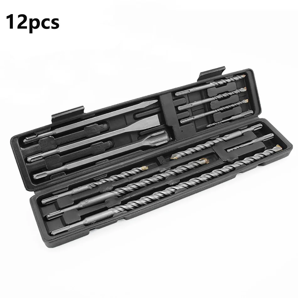 Imagem -02 - Elétrica Rock Drill Bit Grupo Cinzel Sds Shank Impact Concreto Rotativo Alvenaria Grooving Nova Ferramenta Elétrica Caixa de Plástico 12 Pcs