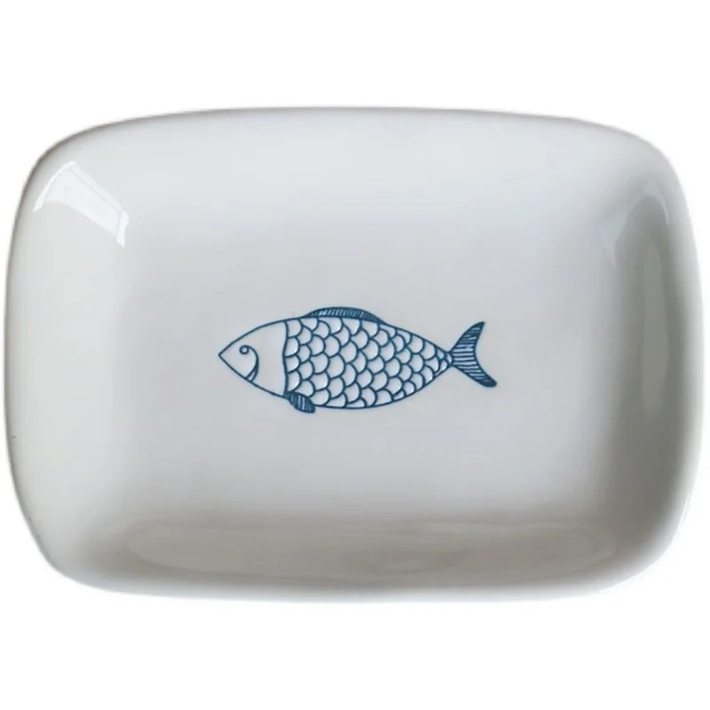 High Temperature Underglaze Color Hand-held Ceramic Ocean Series Fish Plate/Annual Fish Plate