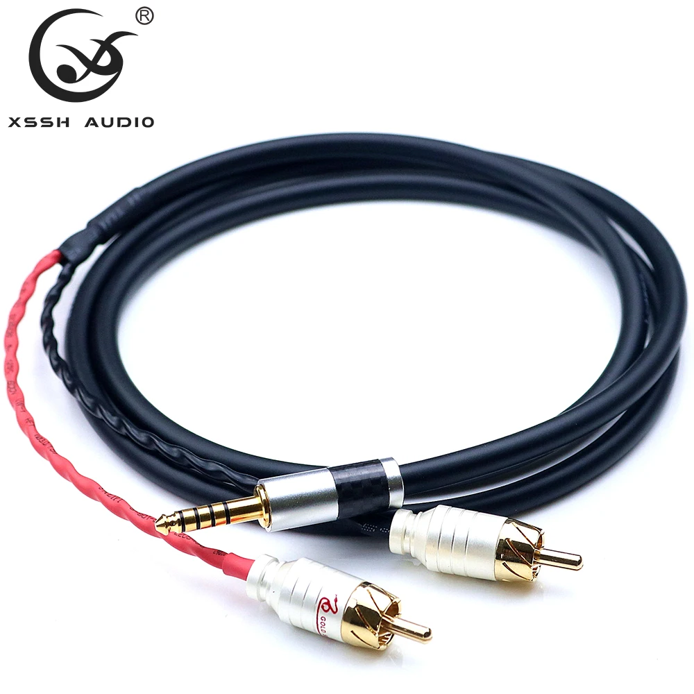 Câble d'amplificateur de 4.4mm à 2 RCA mâle XSSH OEM Audio YIVO HIFI OFC, en cuivre pur, rallonge d'écouteurs