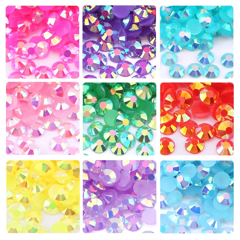 QIAO Candy Color AB 10000pieces/bag 4mm Flatback Resin Rhinestones for Nail Art Mobile Phone Diy