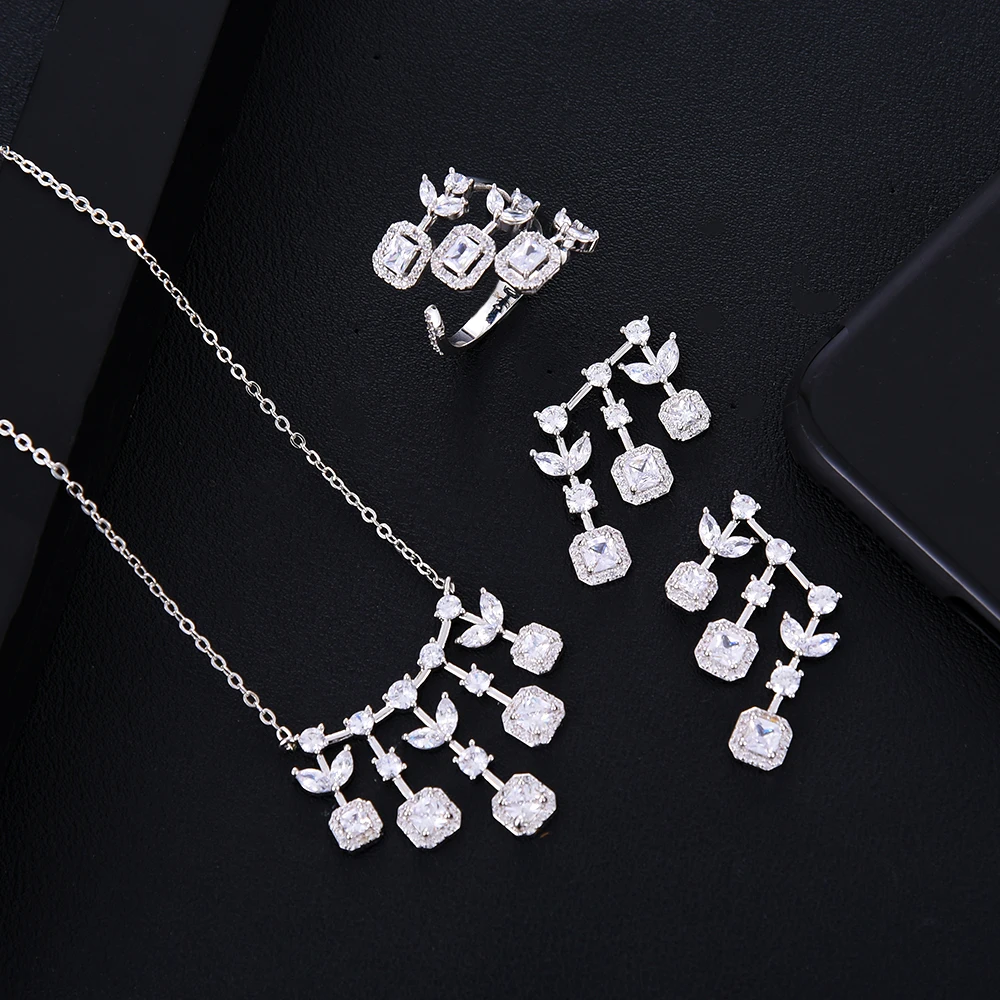 

GODKI Fashion Luxury Leaf Necklace Earring Sets Jewelry Set For Women Wedding Party Full Zircon Dubai Bridal jewelry Set 2020