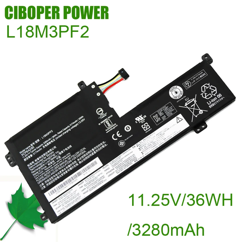 

CP New Laptop Battery L18M3PF2 11.25V/36WH/3280mAh For IdeaPad L340 L340-15API L340-15IWL Series L18D3PF1 L18L3PF1 L18C3PF2