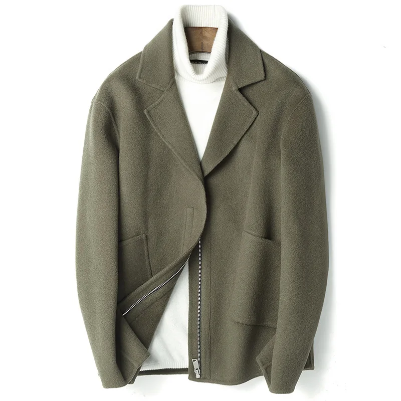 Autumn Winter 100%Wool Men Fashion Cashmere Coat Male Short Jacket Overcoat Roupas Abrigo Hombre D-04-19511 ZL391