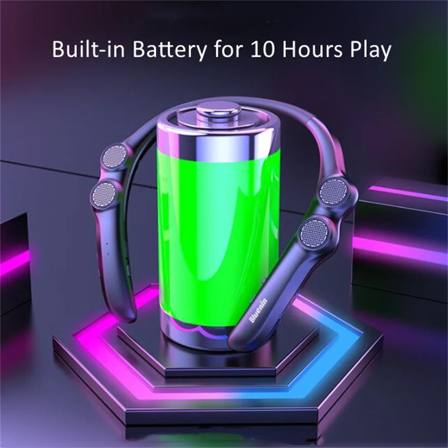 10 Hours Playback 9 Portable Neck Hanging Sports Bluetooth Audio Hanging Neck Wearable Smart Speaker Mini Subwoofer Speaker Hifi view 5