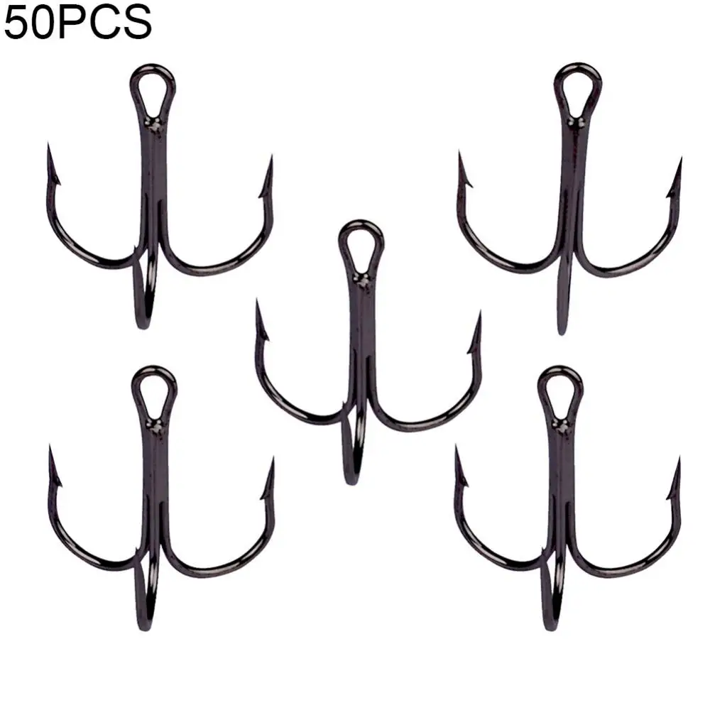 50Pcs #2/4/6/8/10 Japan Fish Hook High-carbon Steel Crank Outdoor Fishing Lure Bait Triple Hooks Fishing Tackle Tool