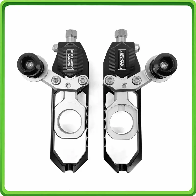 Motorcycle Chain Tensioner Adjuster with paddock bobbins fit for Yamaha R6 YZF-R6 2017 2018 2019 2020 Black&Silver