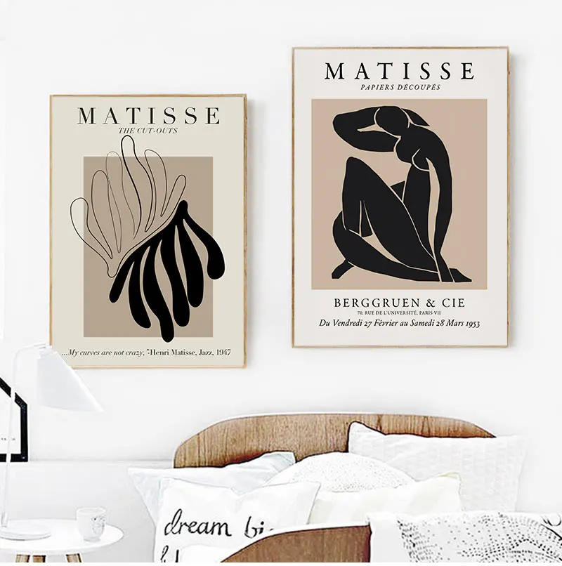 Henri Matisse Abstract Painting Minimal Illustration Wall Art Canvas Prints Vintage  Beige Wall Pictures Home Decor