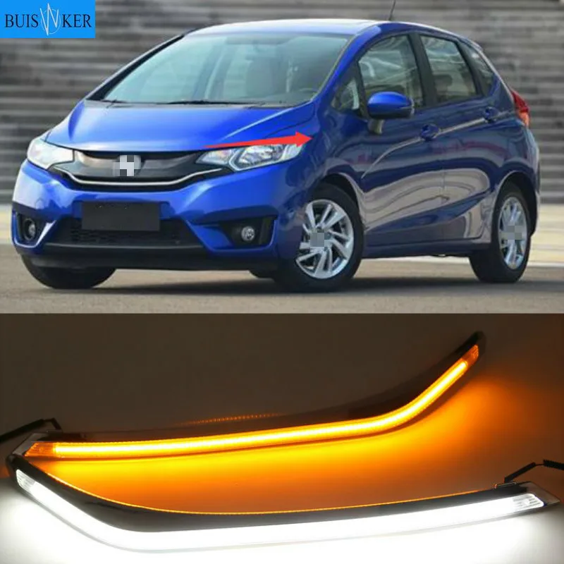 

LED DRL fog lamp with turn signal function car styling LED Daytime Running Lights for Honda Jazz fit 2015-2018