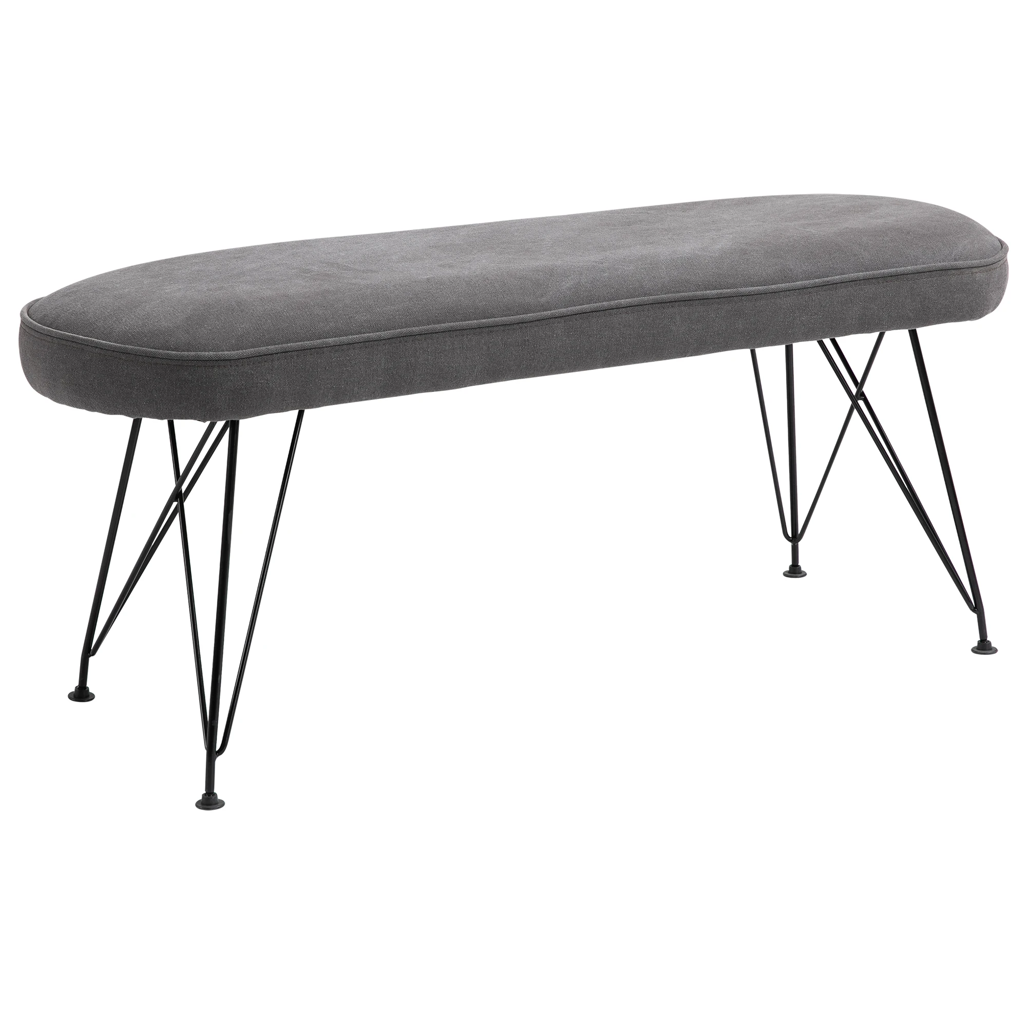 HOMCOM Ottoman Bed Bench Padded Stool with Metal Legs for Living Room Aisle Bedroom 106x35x45 cm Gray