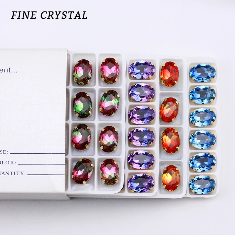 10*14mm sew on  Rhinestone Tourmaline with claw , K9 Tourmaline crystal stone, 4127 BIG oval fancy stone for sewing