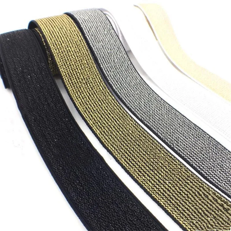 Glitter Gold Silver Elastic Bands 10/15/25/40mm High Quality Nylon Waist Band for Garment Trousers DIY Sewing Accessories 1M