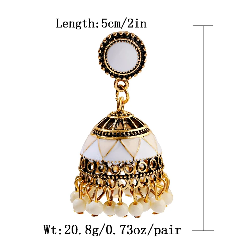 Ethnic Classical Corful Beads Jhumka Indian Earrings Handmade Ladies Gypsy Earring Lantern Tassel Palace Orecchini Donna